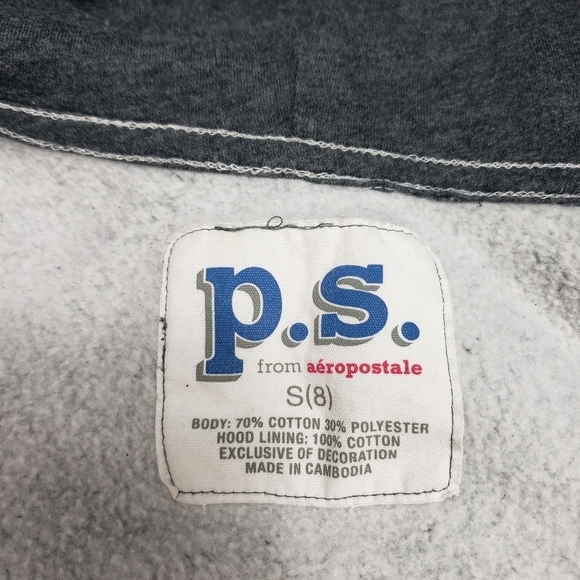 3/$15 Girls PS from Aeropostale gray full zip hoodie youth size small 8 - Picture 5 of 6